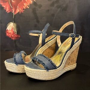 Denim Wedge Sandals
